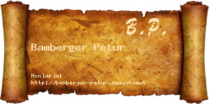 Bamberger Petur névjegykártya